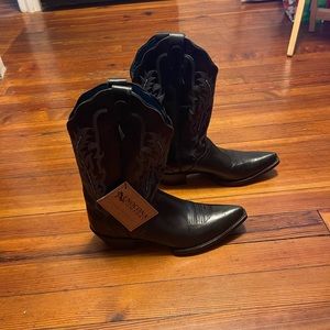 Norcona black leather cowboy boots
